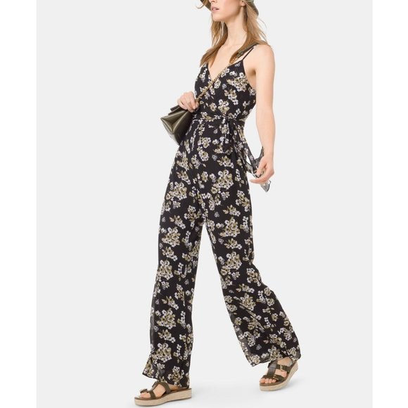 Michael Kors Pants - Michael Kors Glam Fleur Floral Wrap Tie Jumpsuit